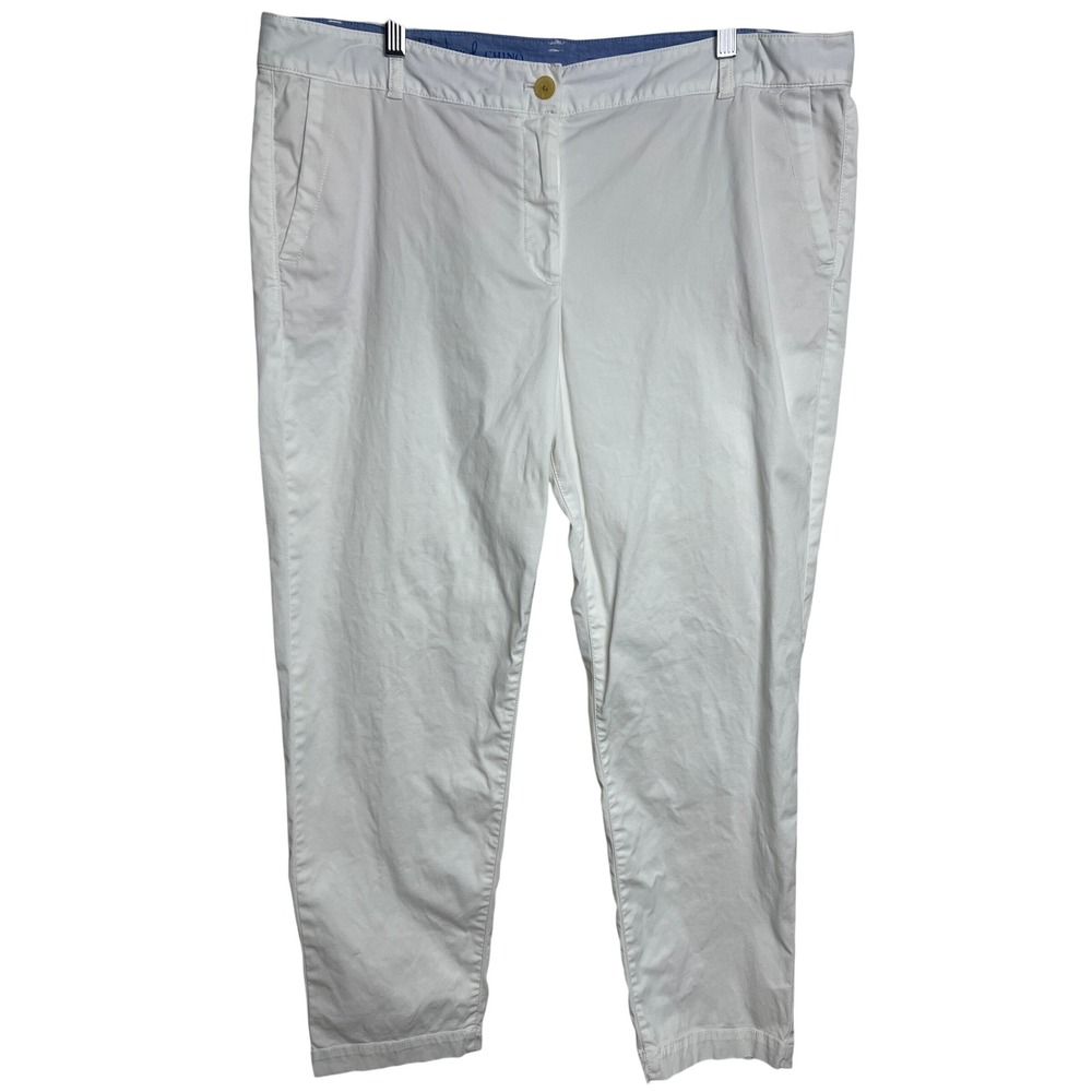 Talbots The Weekend Chino Women 16 White Cotton Blend Stretch Casual Pants C13